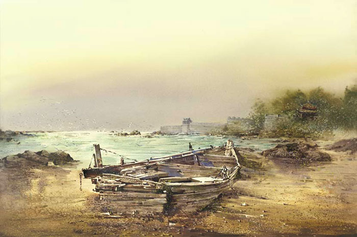 Landscape for Jahrriesnge wooden boat lpf08246 Landscape Jahrriesnge for wooden boat lpf08246