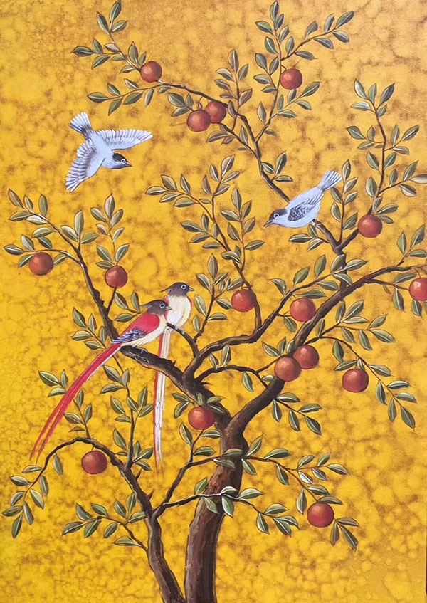 Oil Painting JAHRRIESNGE  for birds-in-the-tree-lpg0386 